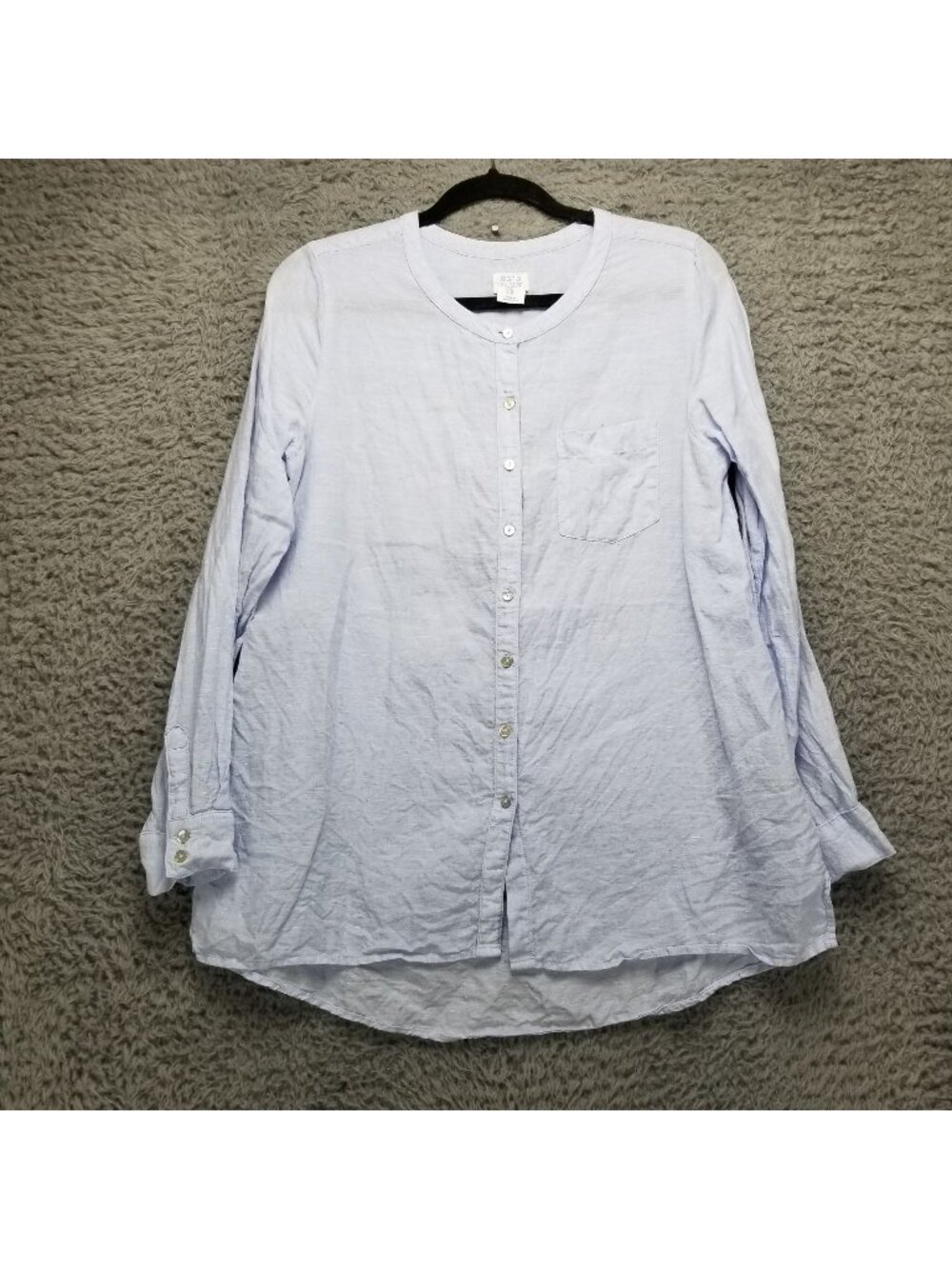 Sigrid Olsen Shirt Womens Medium Light Blue 100% Linen Long Sleeve *Read*